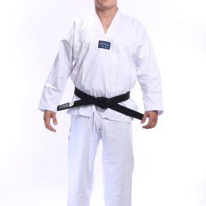 DOBOK TAEKWONDO REFORÇADO GOLA BRANCA ADULTO